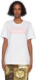 Versace White & Pink Flocked Logo T-Shirt