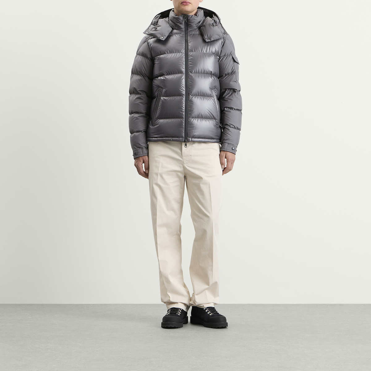 Moncler Men's Maya Mixed Materials Padded Jacket in Grey