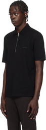 Ferragamo Black Zip Collar Polo