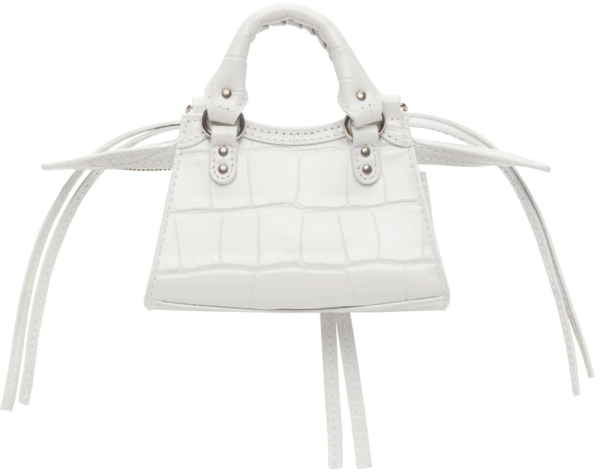 Balenciaga: White Super Nano Neo Classic Bag