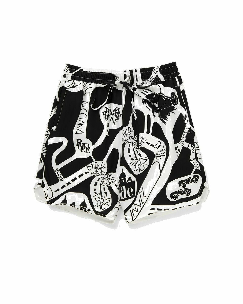 Photo: Rhude Strada Silk Short Black/White - Mens - Casual Shorts