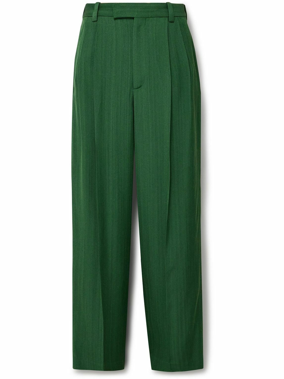Photo: Jacquemus - Titolo Straight-Leg Pleated Woven Trousers - Green