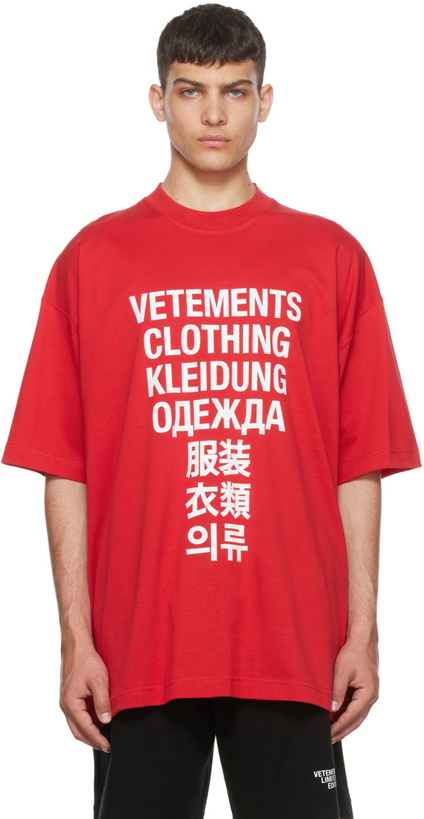 Photo: VETEMENTS Red 'Vetements Translation' T-Shirt