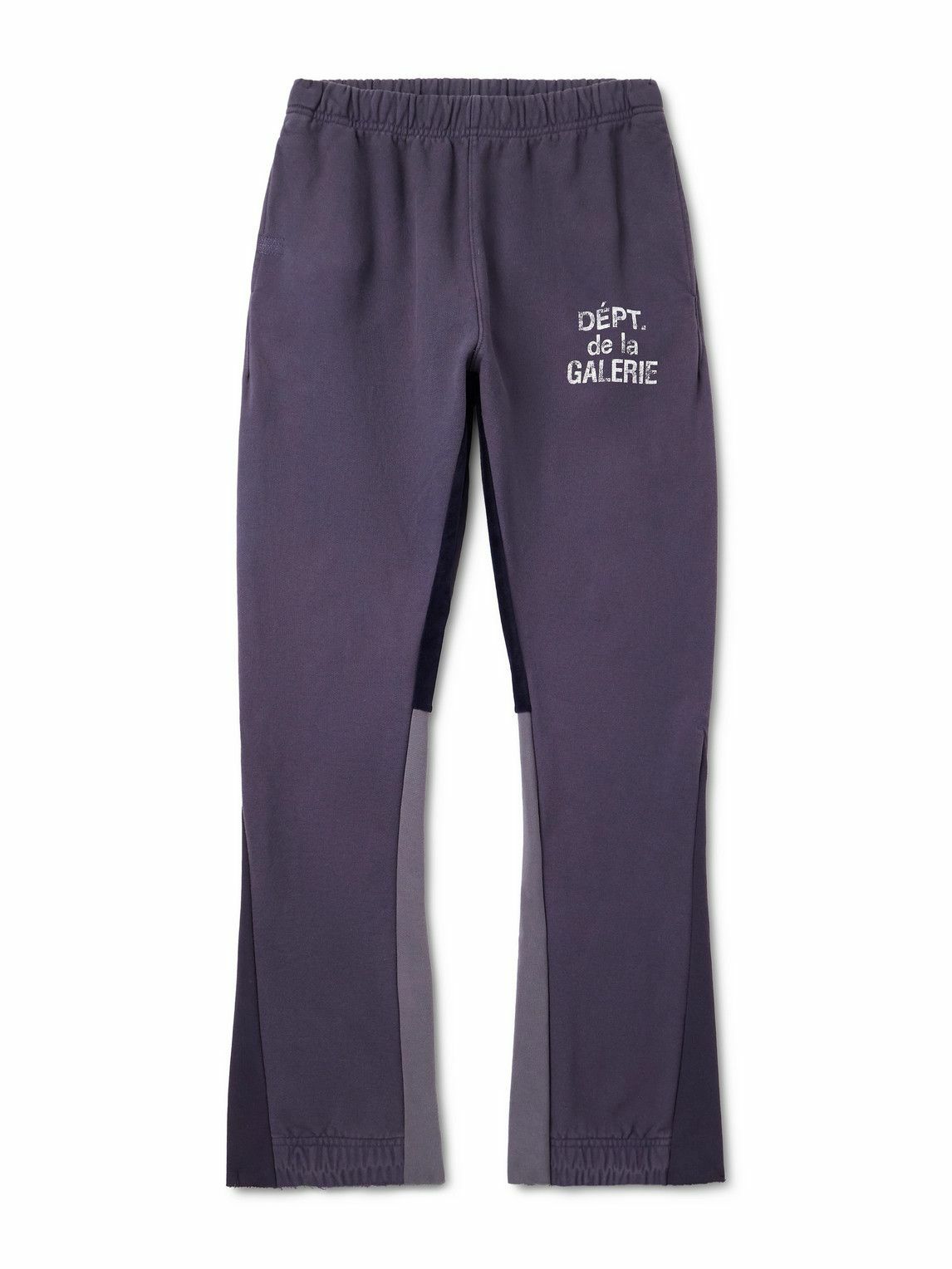 Gallery Dept. - Flared Panelled Logo-Print Cotton-Jersey Sweatpants - Blue