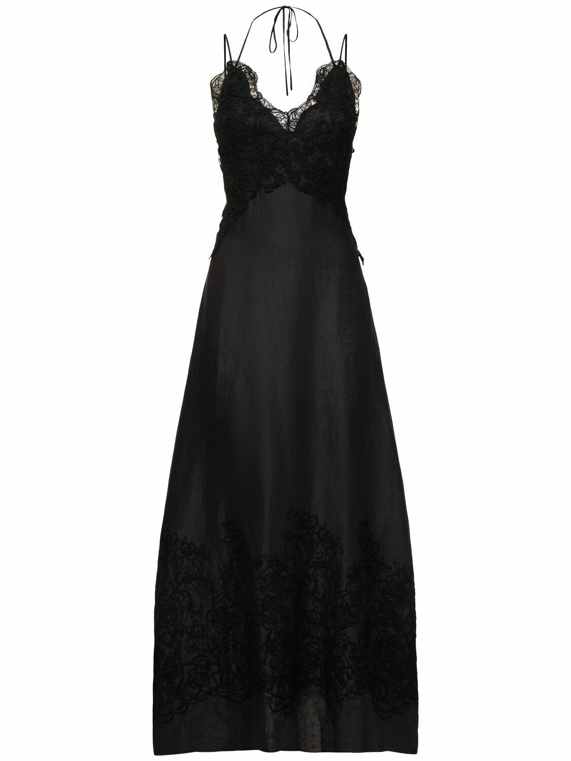 ERMANNO SCERVINO Linen Long Dress with lace Details Ermanno Scervino ERMANNO SCERVINO Linen Long Dress with lace Details Ermanno Scervino
