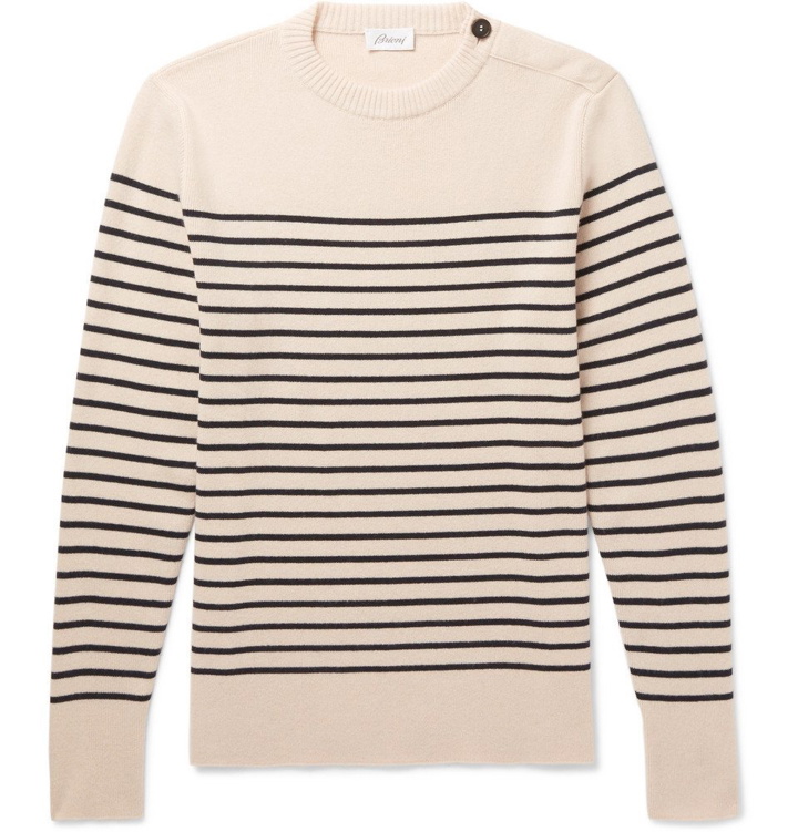 Photo: Brioni - Striped Cashmere Sweater - Men - Cream