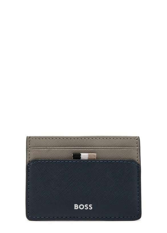 Photo: Boss Zair Colour-block Leather Card Holder - Blue - One Size