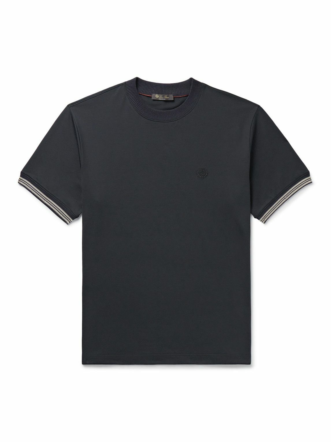 Loro Piana - Logo-Embroidered Cotton-Jersey T-Shirt - Blue Loro Piana