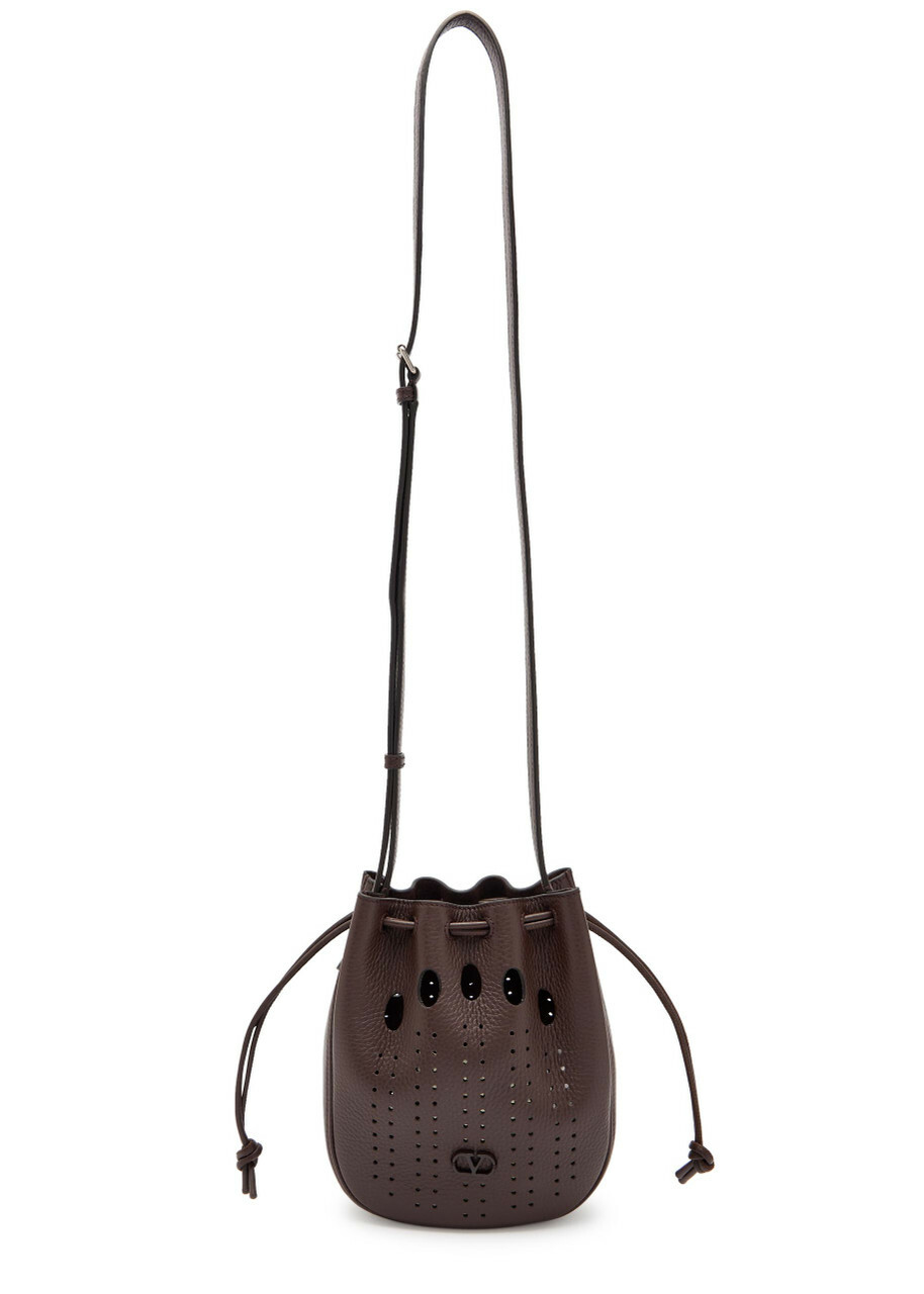 Valentino Garavani Perforated Grained Leather Cross-body bag - Brown - One Size