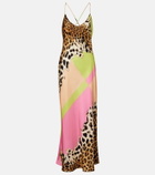 Roberto Cavalli Printed silk slip dress