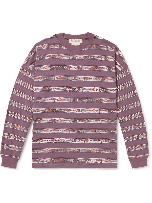Photo: Remi Relief - Striped Intarsia Cotton-Jersey T-shirt - Purple