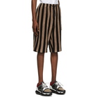 Fendi Black and Brown Terry Bermuda Shorts