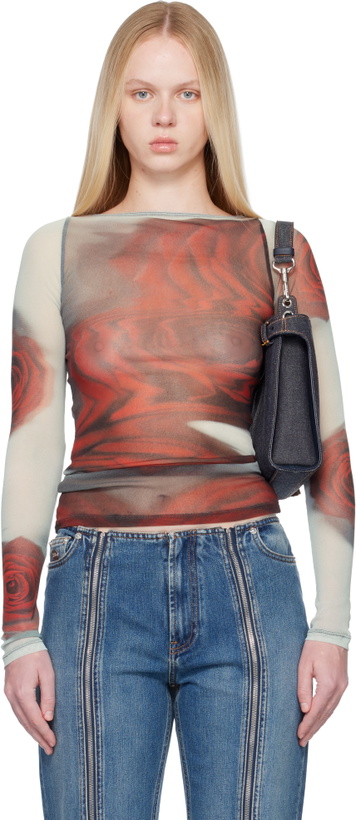 Photo: Jean Paul Gaultier Gray & Red 'The Blurry Roses' T-shirt