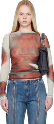 Jean Paul Gaultier Gray & Red 'The Blurry Roses' T-shirt