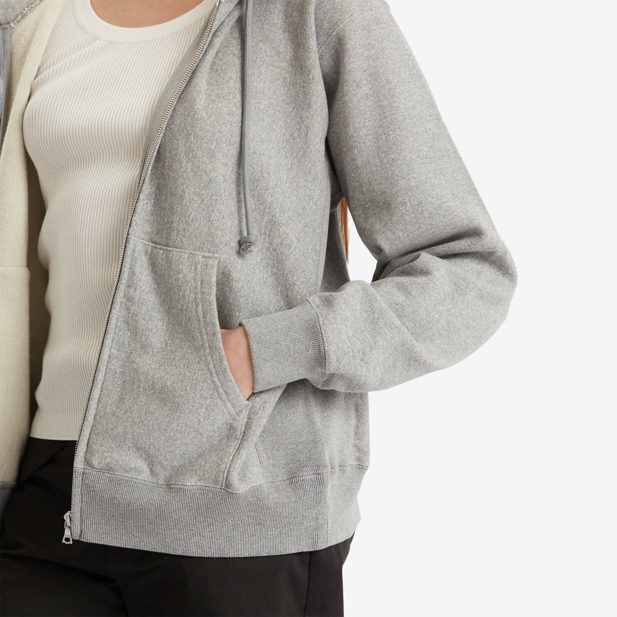 Auralee Women's Soft Sweat Zip Parka Jacket in Top Gray