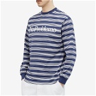 NoProblemo Men's Logo Stripe Long Sleeve T-Shirt in Navy/Grey
