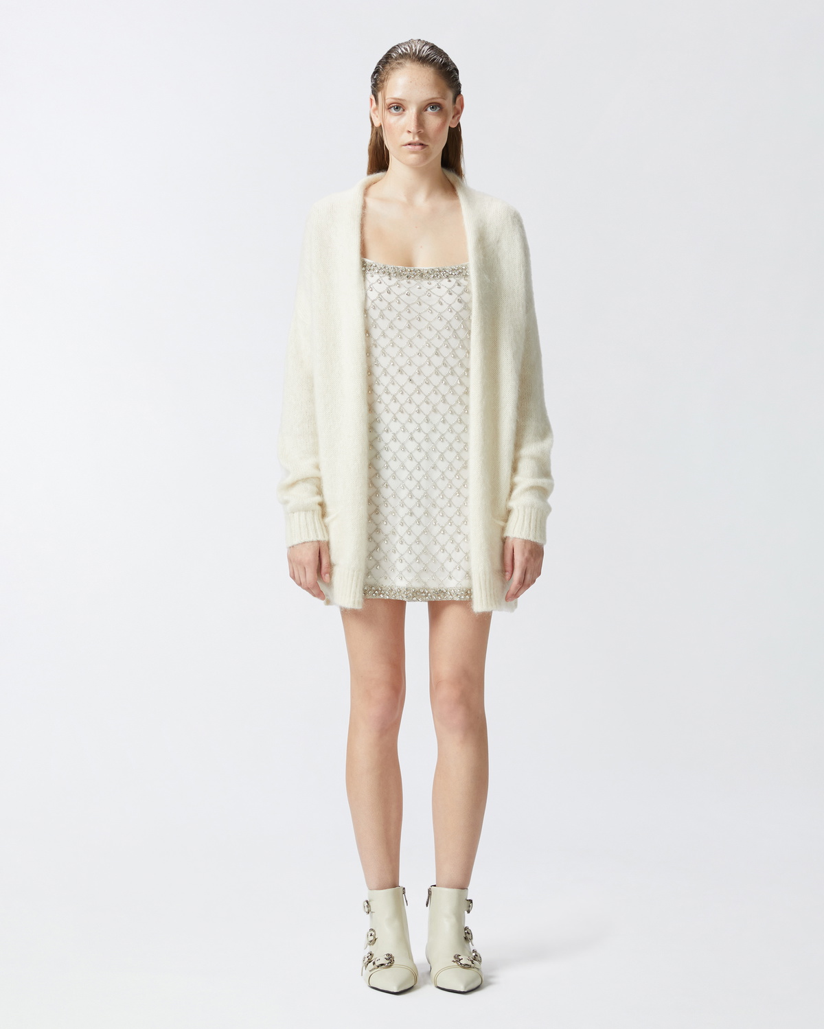 Pinko Mini Dress With Spaghetti Straps And Crystal Mesh
