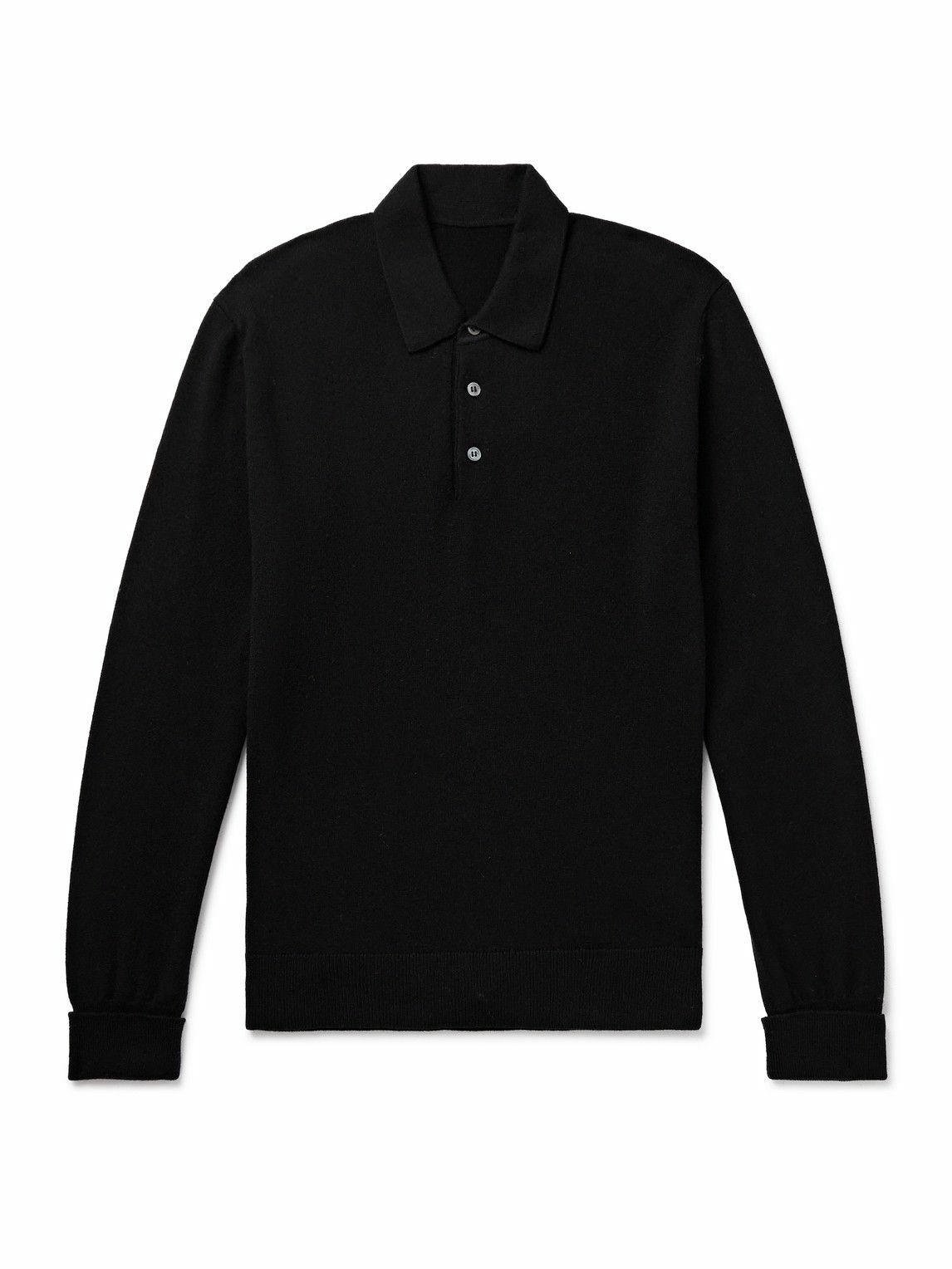 Anderson & Sheppard - Wool and Cashmere-Blend Polo Shirt - Black
