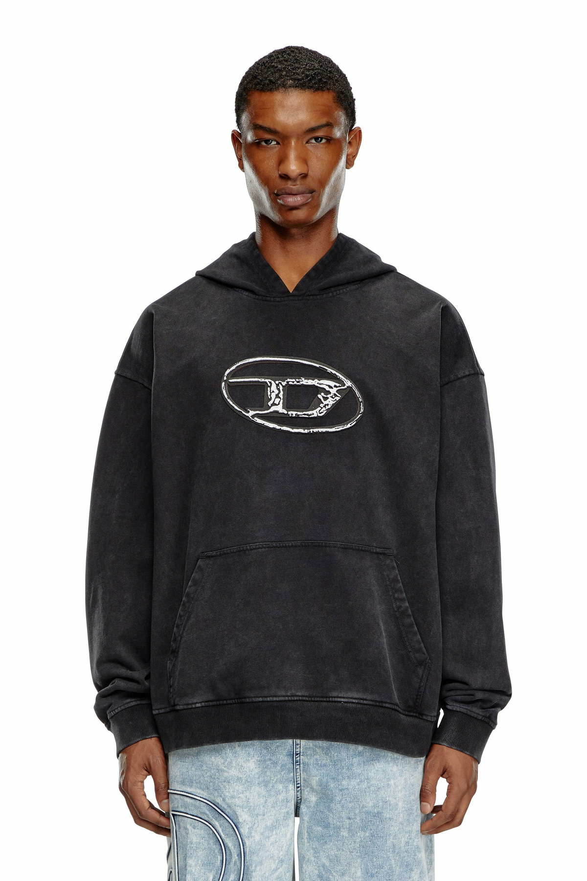 Diesel Hoodie with multi-layered logo print - Sweaters Mens