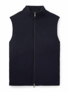 Zegna - Slim-Fit Leather-Trimmed Oasi Cashmere Down Gilet - Blue