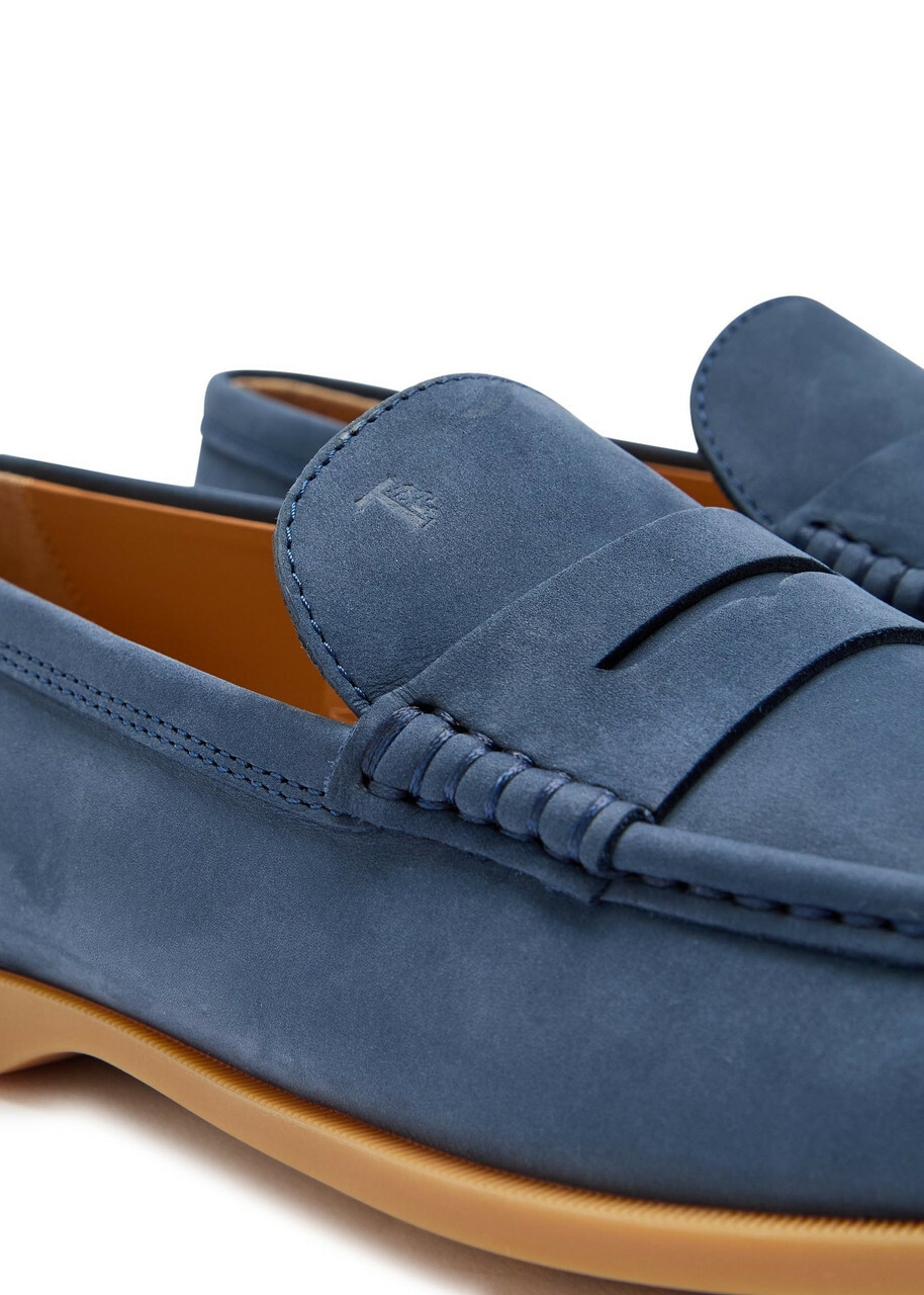 Tods Gomma Leggero Nubuck Loafers Blue
