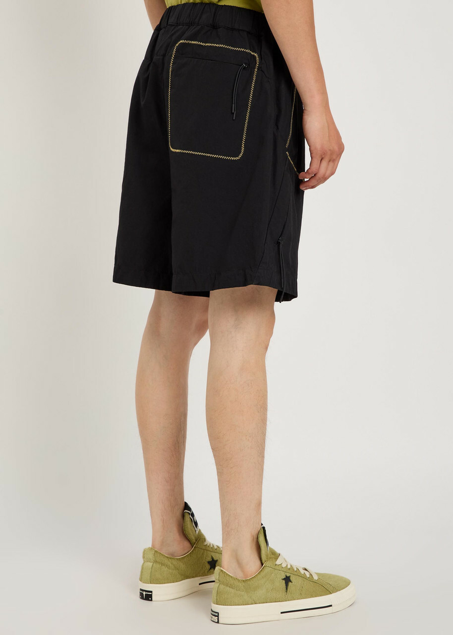 Moncler Logo Contrast-stitch Cotton-poplin Shorts Black