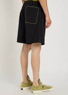 Moncler Logo Contrast-stitch Cotton-poplin Shorts Black