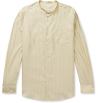 Odyssee - Edwards Grandad-Collar Striped Silk and Cotton-Blend Shirt - Neutrals