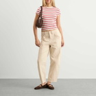 Good American Women's Super Stretch Baby T-Shirt in Ecru/Chili Wide Stripe
