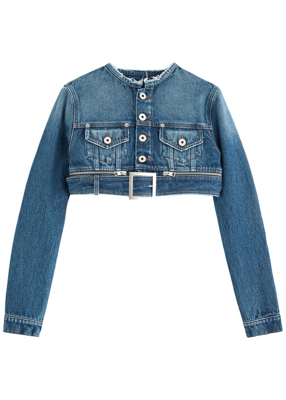 Photo: Jean Paul Gaultier Cropped Belted Denim Jacket Blue