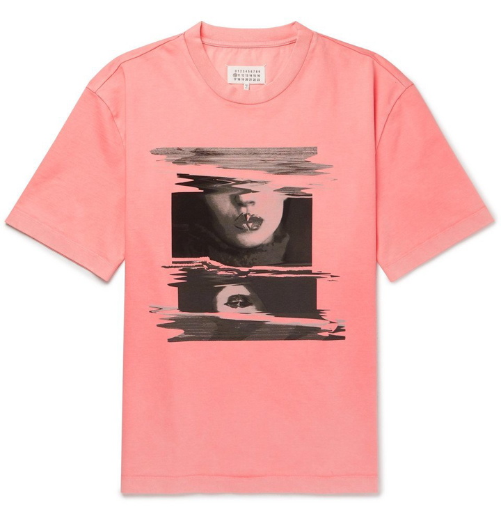 Photo: Maison Margiela - Oversized Printed Cotton-Jersey T-Shirt - Men - Pink