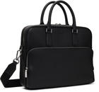 BOSS Black Leather Embossed Logo Briefcase