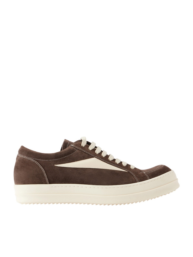 Photo: Rick Owens - Vintage Full-Grain Leather-Trimmed Suede and Rubber Sneakers - Brown