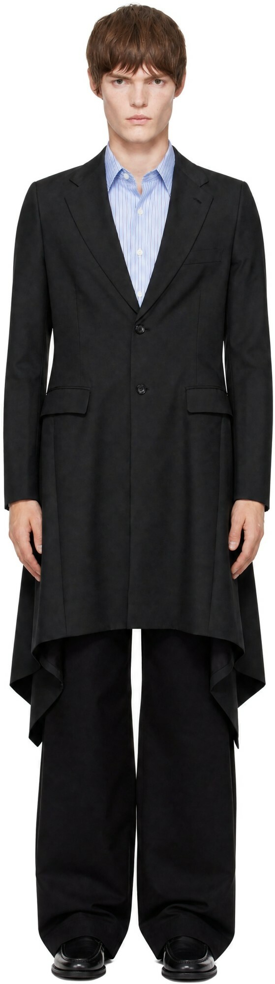 Comme des Garçons Homme Plus Black Dobby Cloth Coat