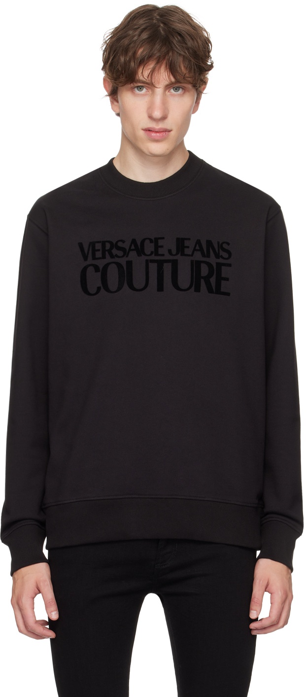 Versace Jeans Couture Black Flocked Sweatshirt Versace