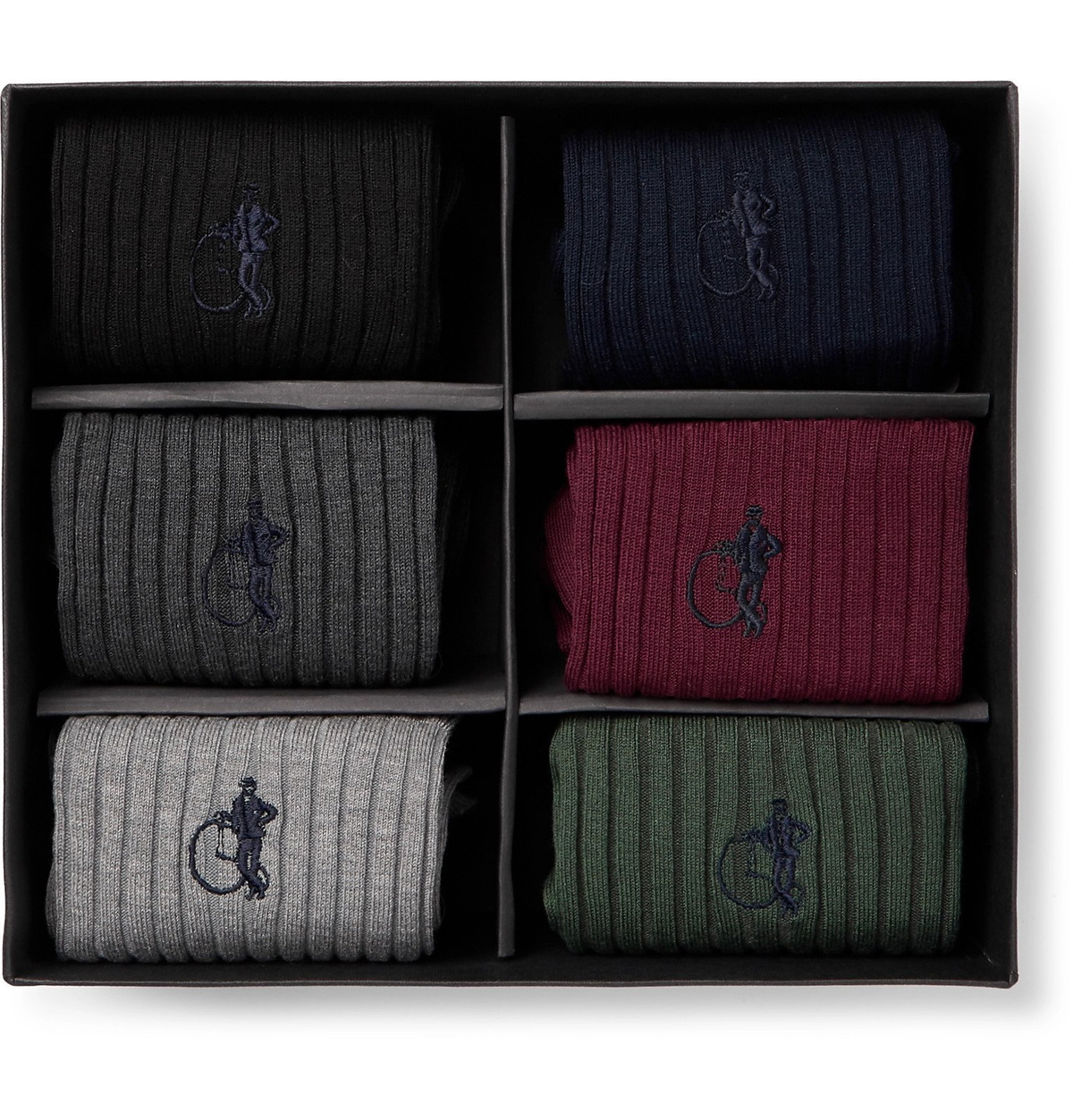 London Sock Co. - Traditional Six-Pack Ribbed Stretch Cotton-Blend Socks - Multi