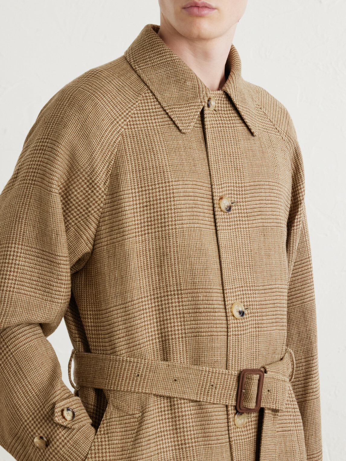 Polo Ralph Lauren - Houndstooth Wool, Silk and Linen-Blend Coat - Neutrals