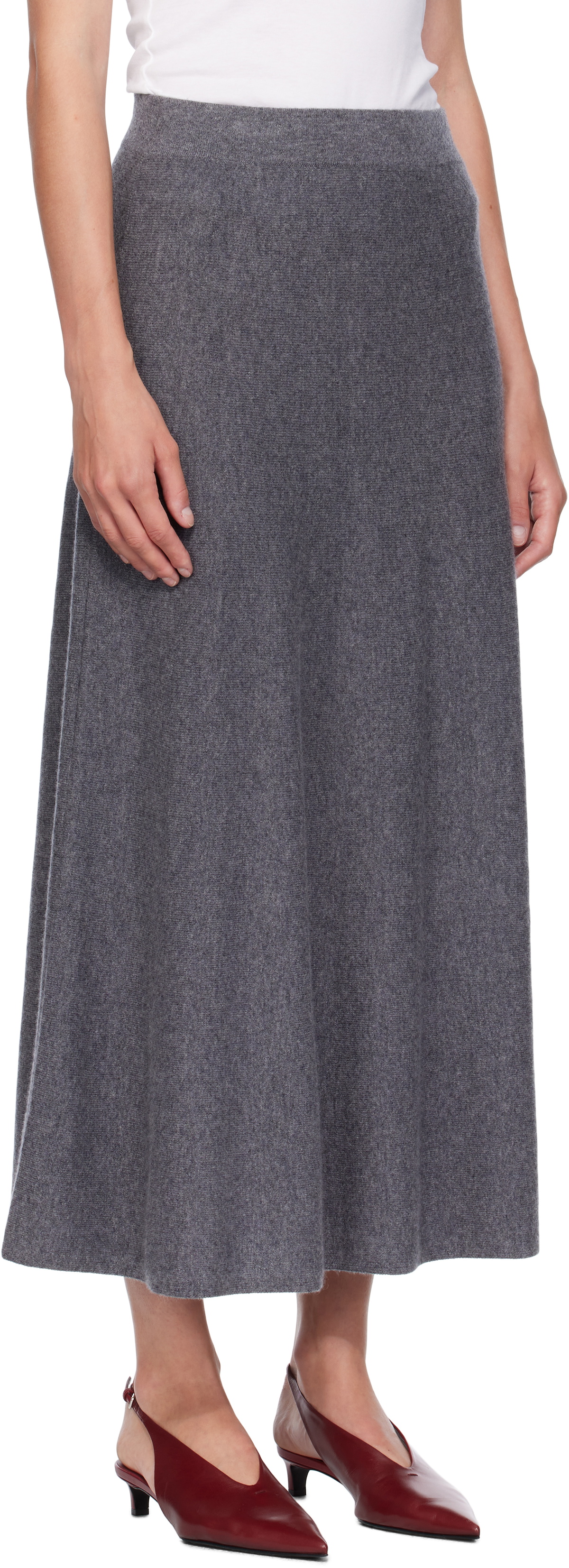 LISA YANG Gray Torie Midi Skirt