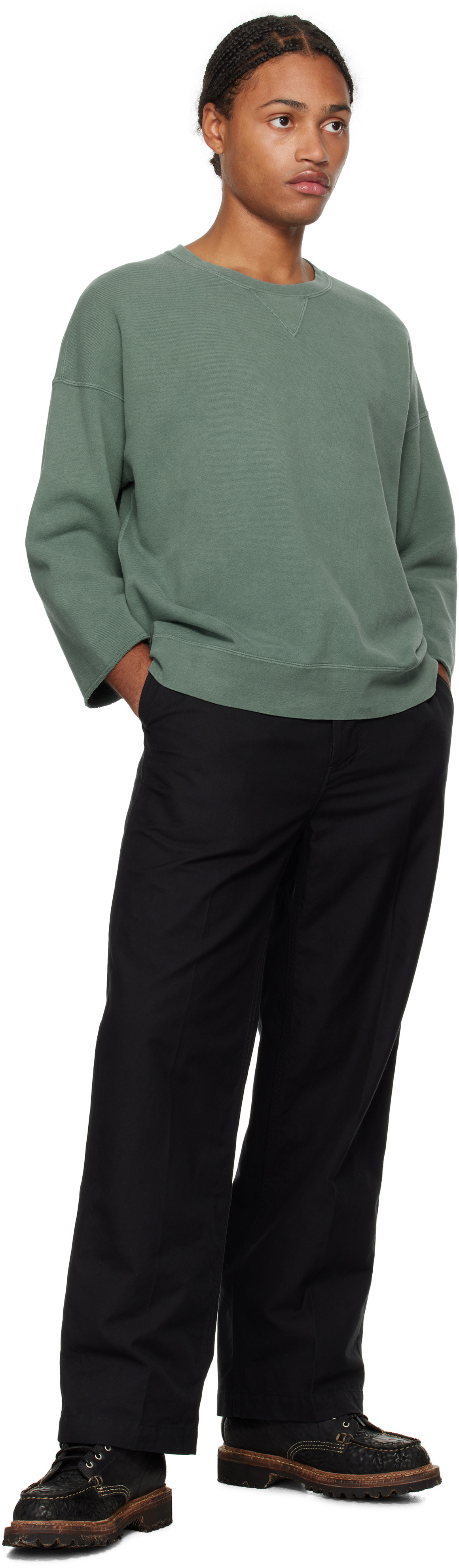 visvim Green Jumbo Sweat 3/4 Sweatshirt Visvim