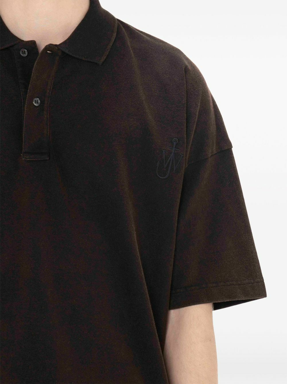 【送料&関税込】J.W. Anderson Brown Oversize Polo Shirt With JW Anderson Brown Logo-Embroidered Polo Shirt JW Anderson