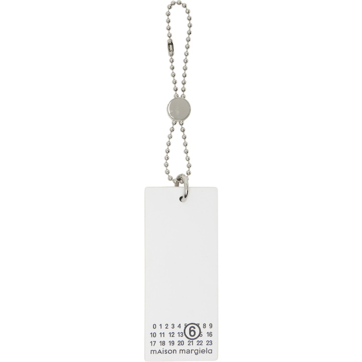 Photo: MM6 Maison Margiela White 'Numeric Tag' Bag Charm