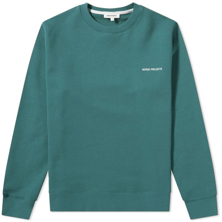 Photo: Norse Projects Men's Vagn Logo Crew Sweat in Sea Blue