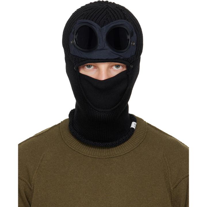 Photo: C.P. Company Black Extrafine Merino Wool Goggle Balaclava