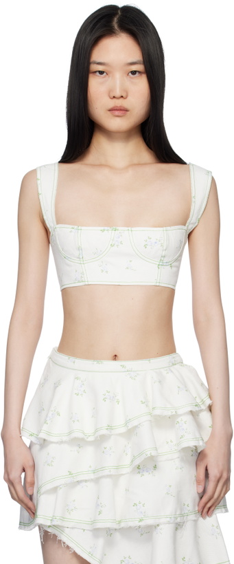 Photo: Yuhan Wang SSENSE Exclusive White Floral Print Denim Top