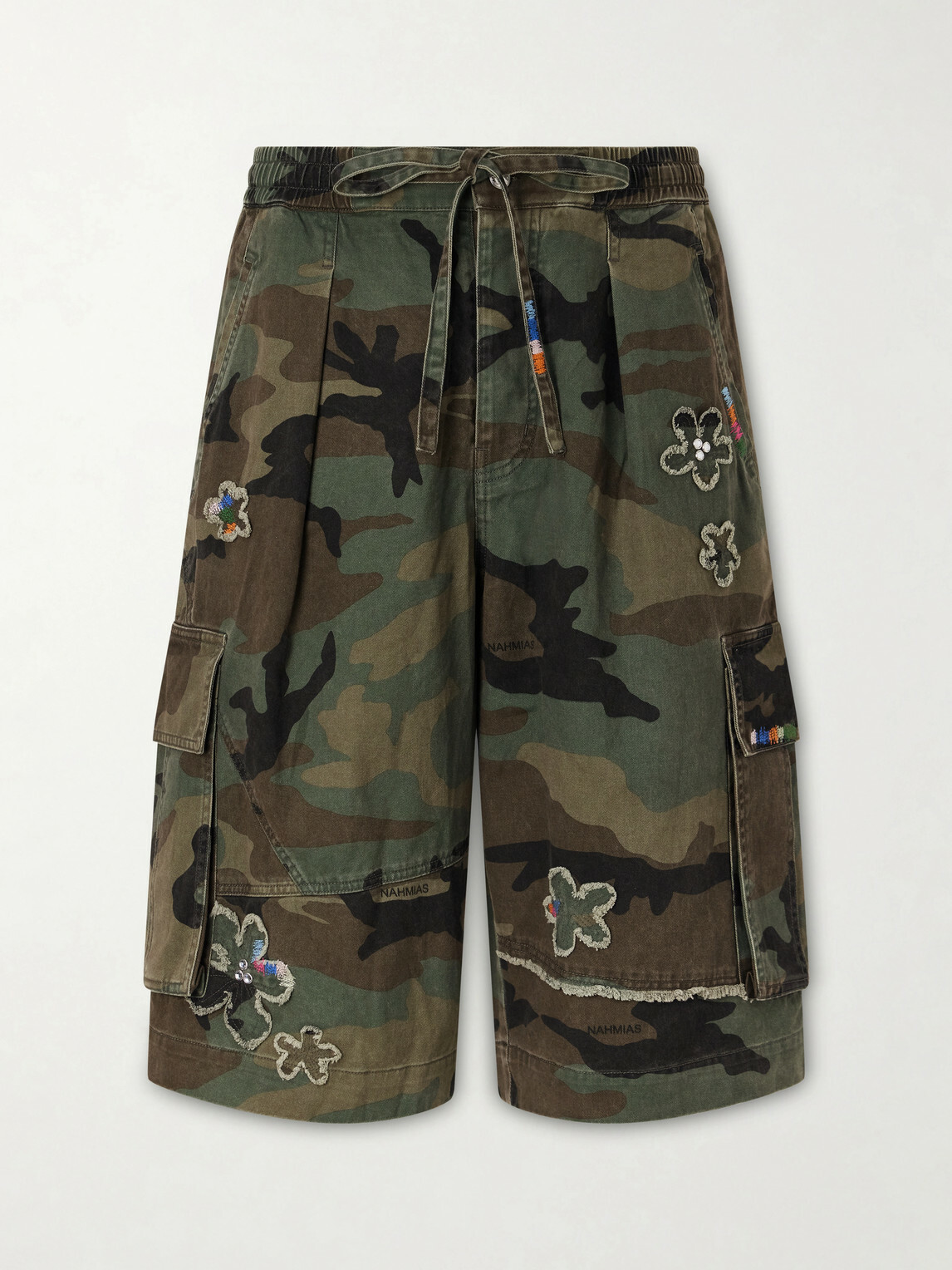 NAHMIAS - Wide-Leg Printed Cotton Shorts - Green