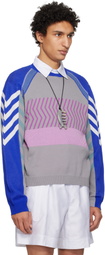 Kiko Kostadinov Gray & Blue Gizi Panelled Sweater