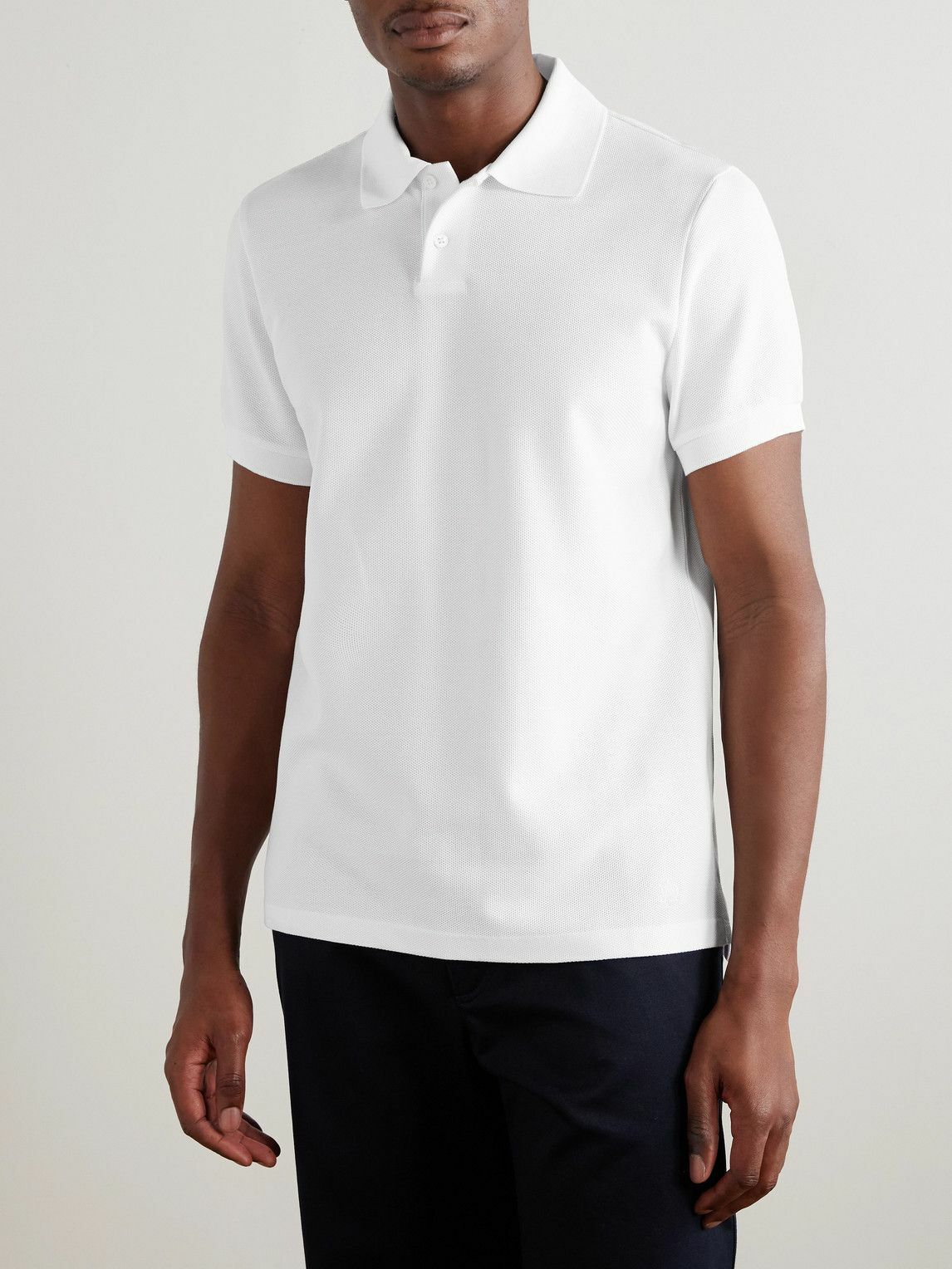 Dunhill - Logo-Embroidered Cotton-Piqué Polo Shirt - White