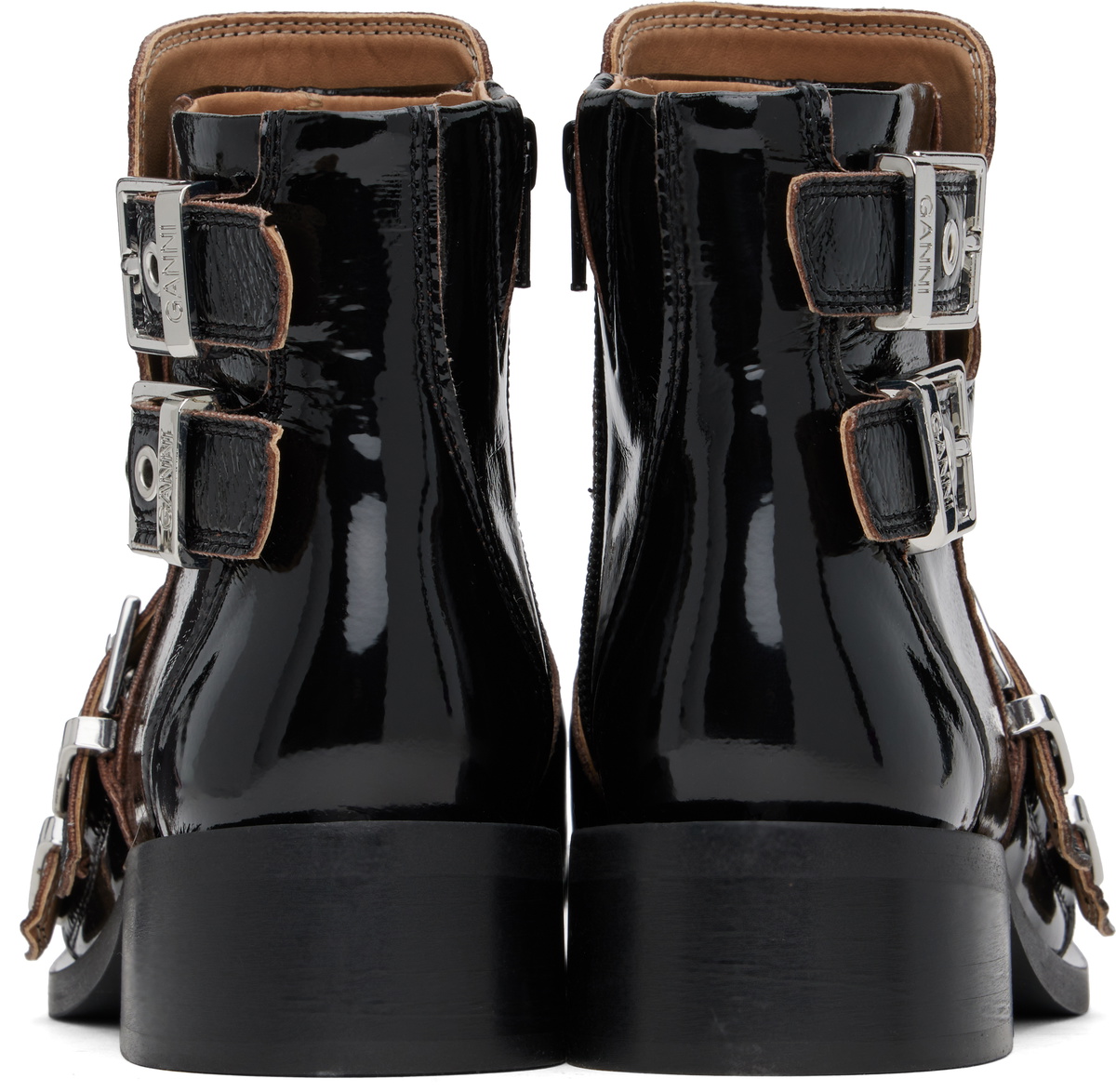 GANNI Black Feminine Buckle Naplack Boots GANNI