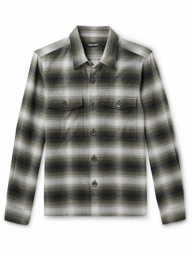 Photo: TOM FORD - Checked Cotton-Flannel Overshirt - Green