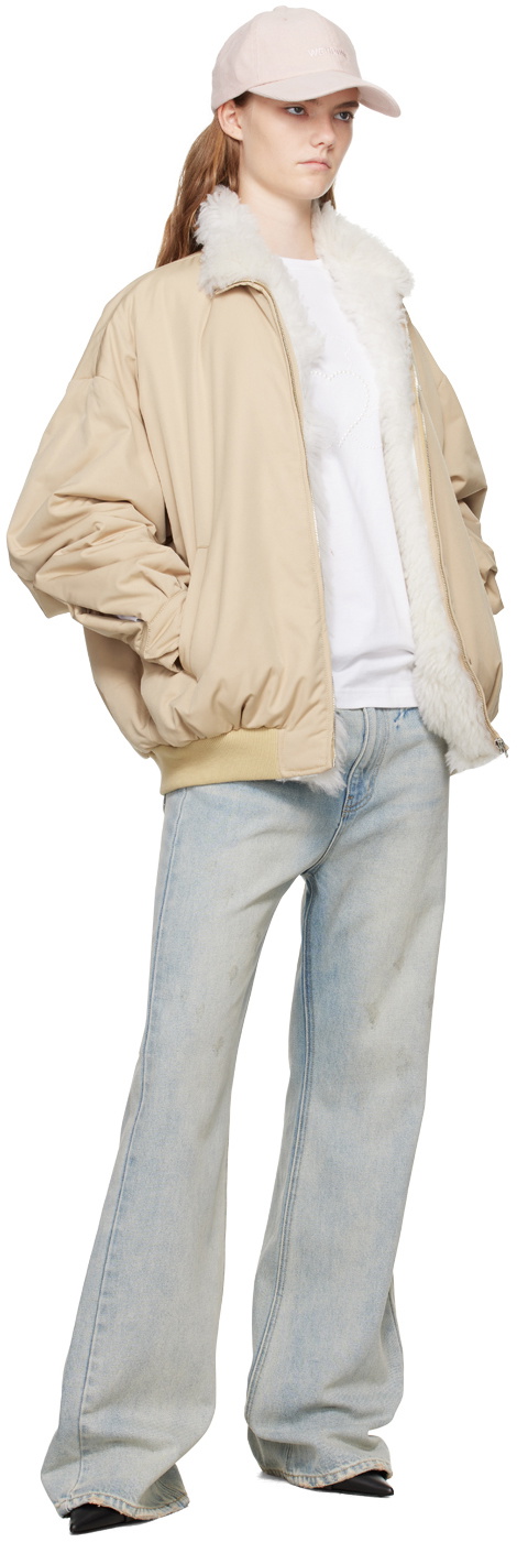 We11done Beige Harrington Bomber Jacket